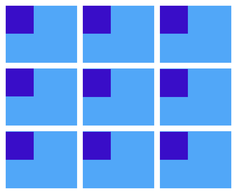 Ejemplo de distribución de items en el grid